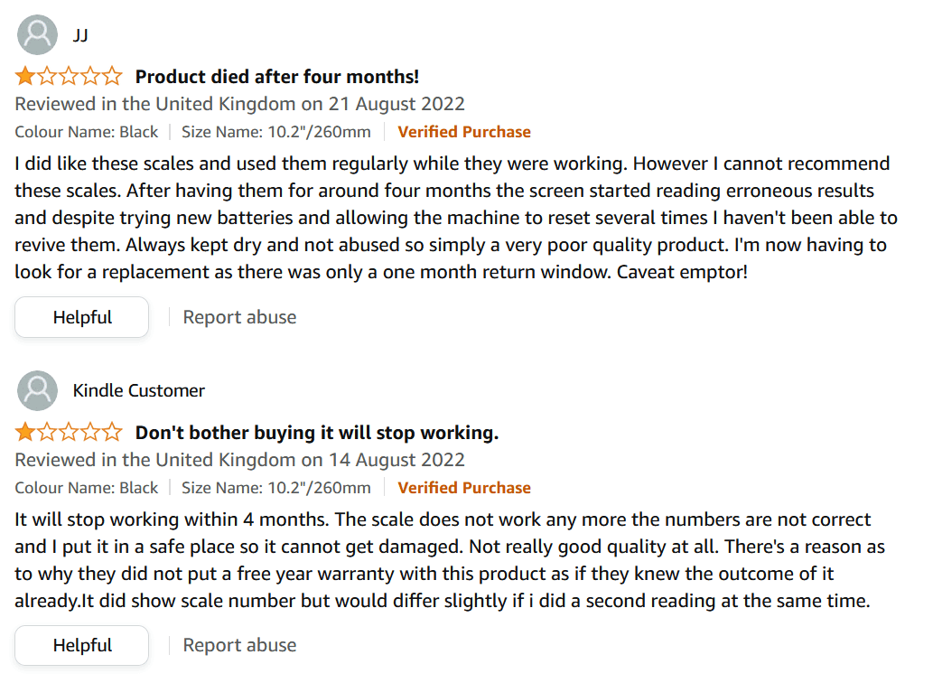 Two reviews state that the product stopped working after a while.